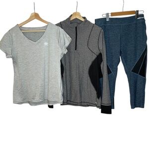 Athletic Sport Tee, 1/4 Zip Long Sleeve Top, Capri Legging 🤍